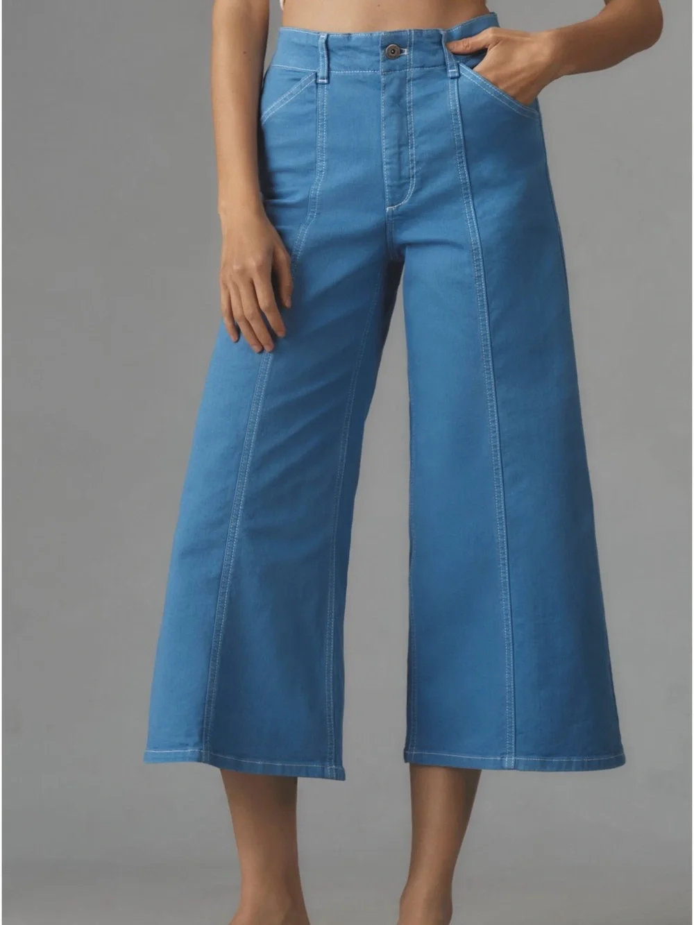 Maeve Wide-Leg Crop Jeans in Blue